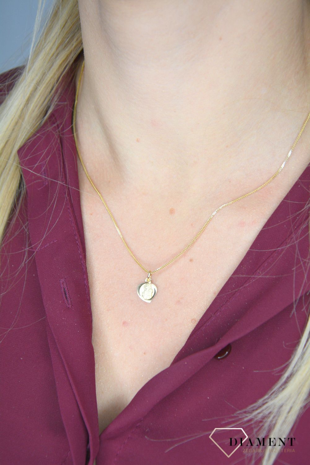 Zawieszka złota medalik Matka Boska w sercu 'Dwustronny medalik' ZA 5264.jpg